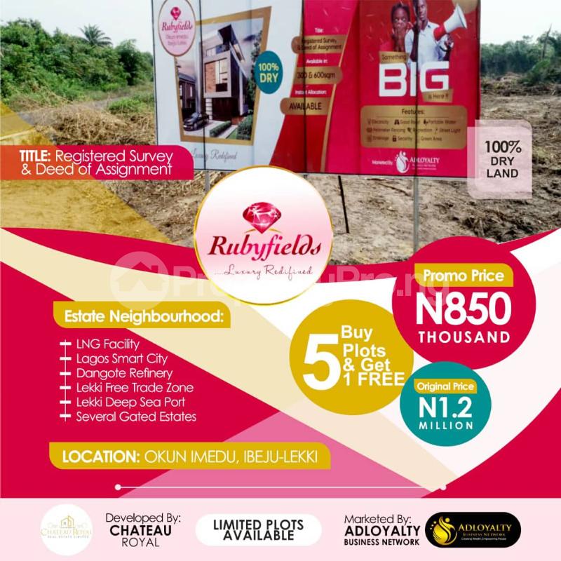 Land for sale Rubyfield Estate. Along Owode Ise Road Ibeju-Lekki Lagos