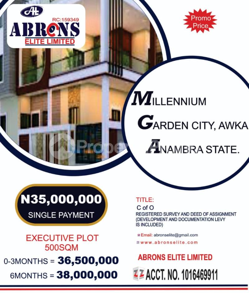 Land for sale 2 Minutes Drive To Pinotel Hotel Awka Millennium Garden City Awka North Anambra