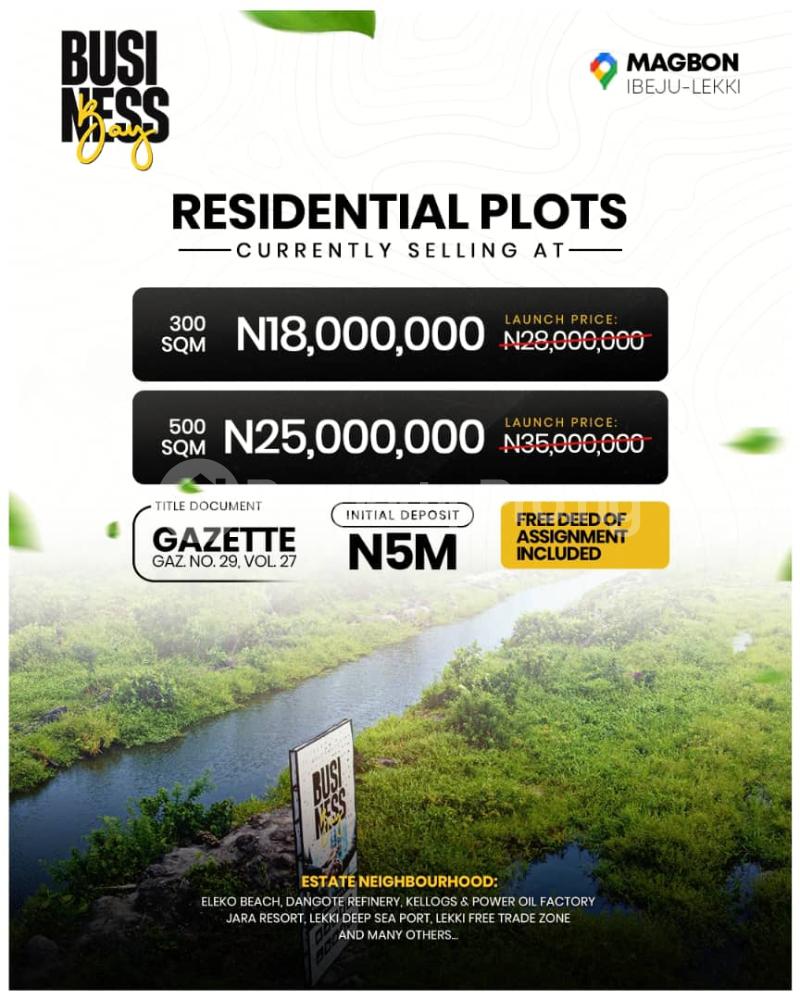 Land for sale Magbon Eco Luxury Estate/ It Is Directly Facing The *lagos Calabar Coastal Road. Free Trade Zone Ibeju-Lekki Lagos