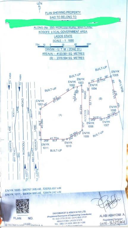 Land for sale Ikorodu Road, Maryland Lagos