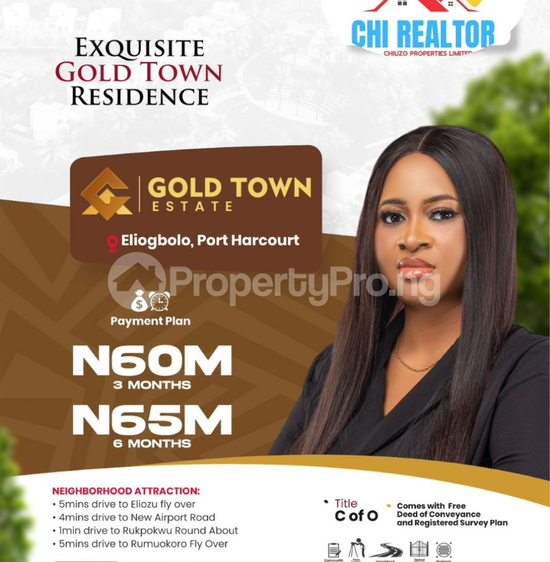 Land for sale Eliogbolo/ Gold Town Estate/ 3mins Drive To Eliozu Fly Over Port Harcourt Rivers