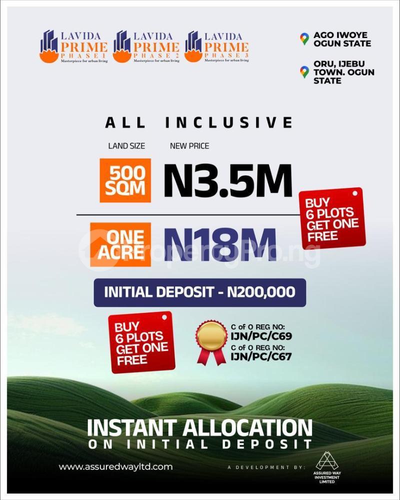 Land for sale Ago Iwoye, Idagolu, Ijebu Ode Ijebu Ode Ogun - 0