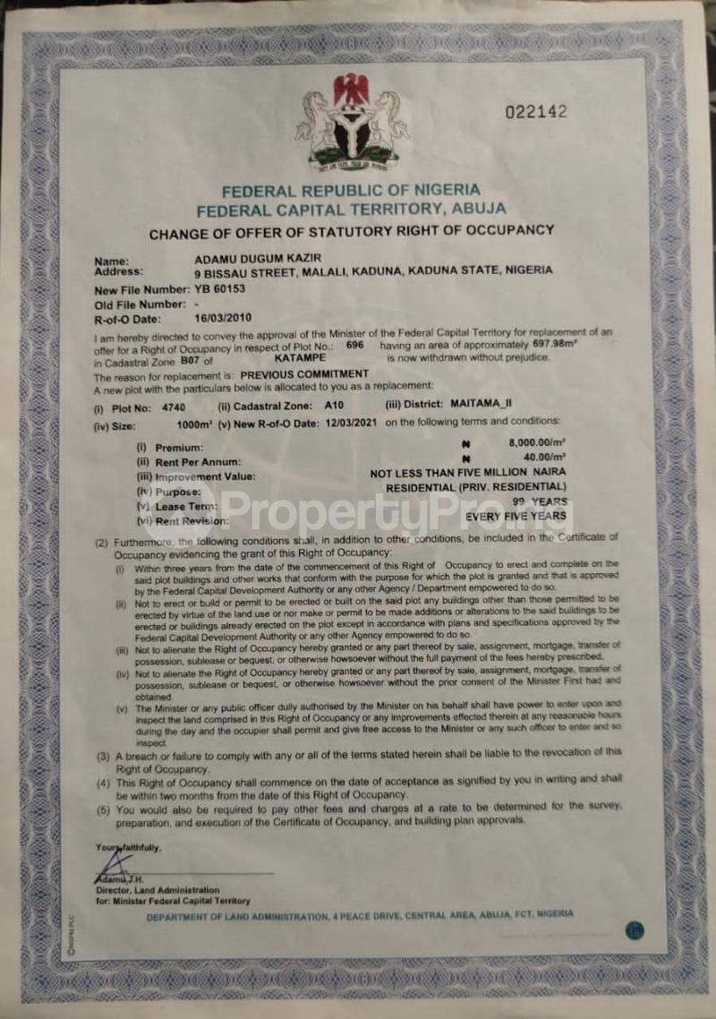 Land for sale Maitama 2 New Allocation Mpape Abuja - 0