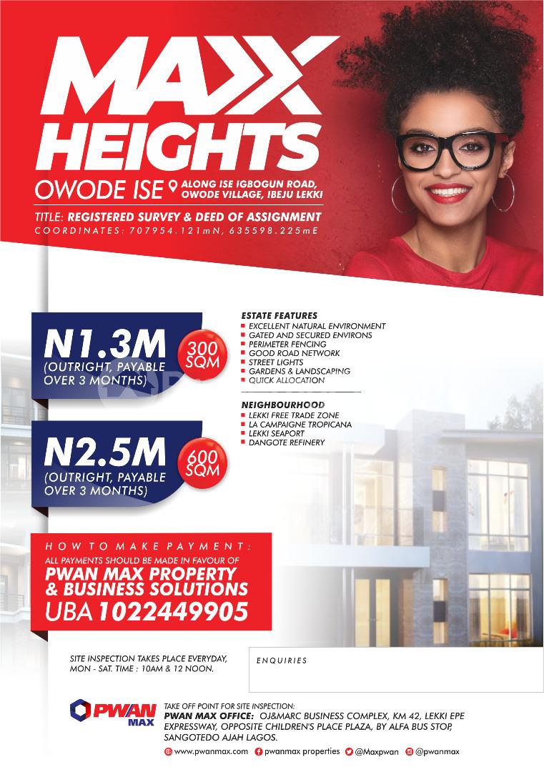 Land for sale Along Ise Igbodun Road, Owode Village Ibeju-Lekki Lagos