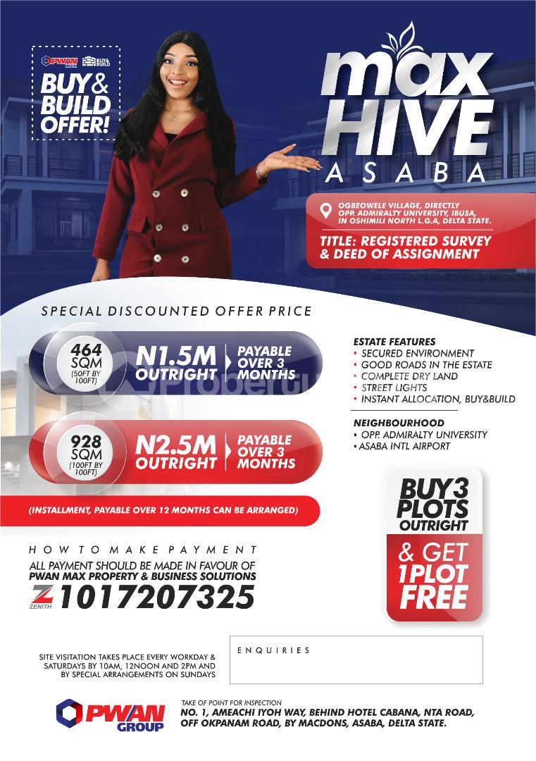 Land for sale Ogbeowele Village, Directly Opp Admiralty University, Ibusa In Oshimili North L.g.a Asaba Delta - 0