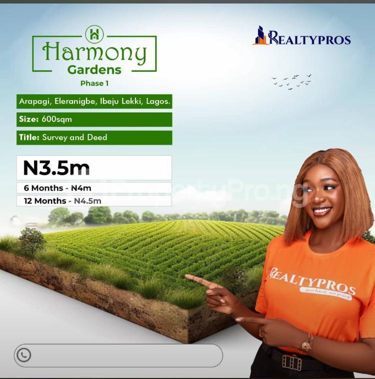 Land for sale Arapagi, Eleranigbe/ Harmony Garden Phase 1 Ibeju-Lekki Lagos