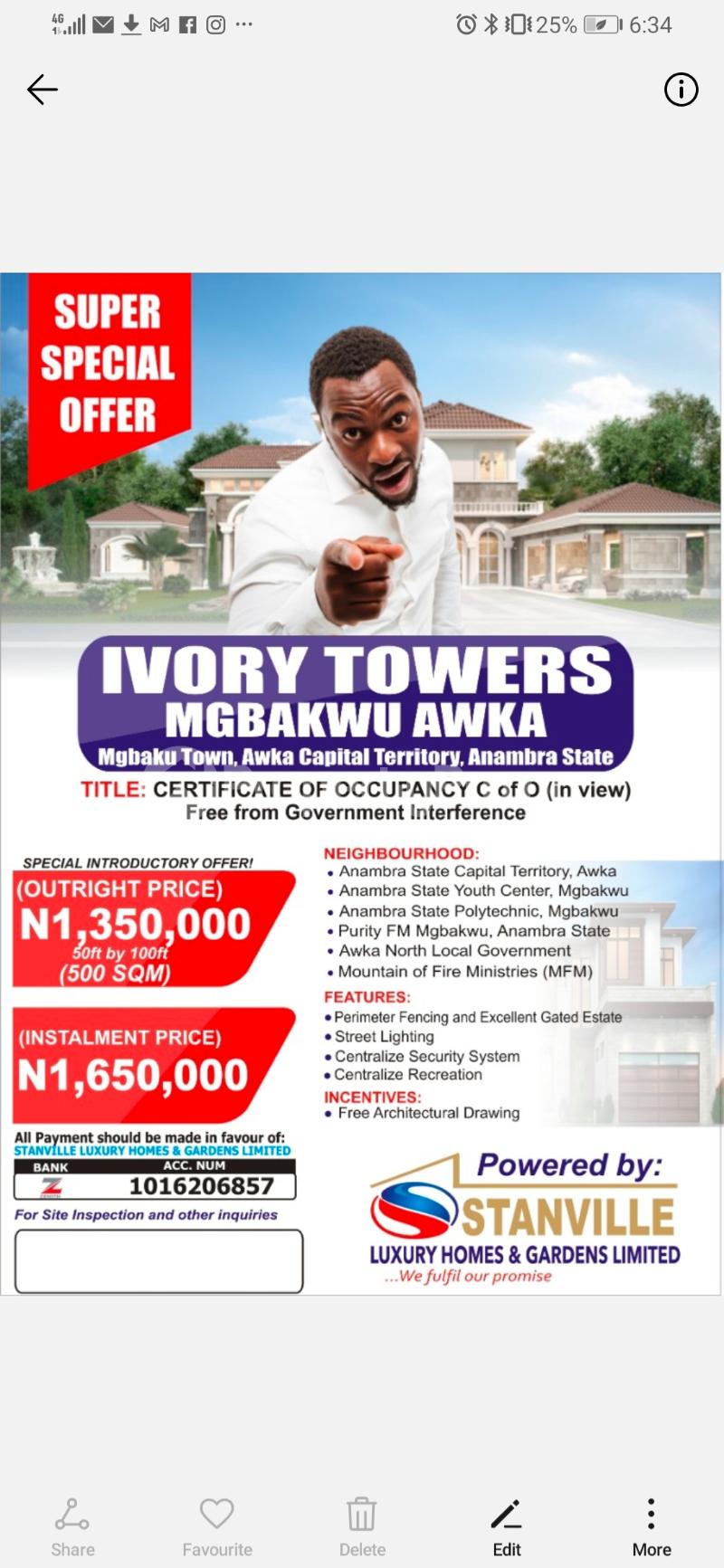 Land for sale Ivory Towers Awka Awka North Anambra