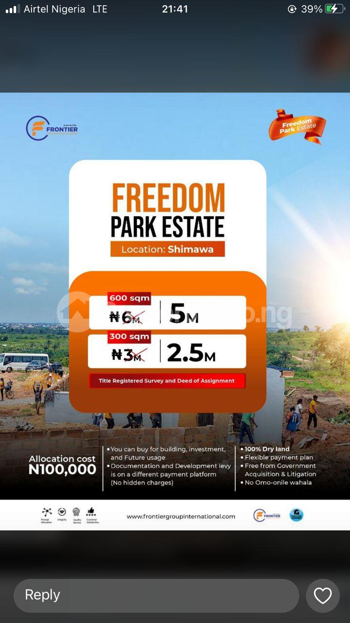 Land for sale Freedom Park Estate, Behind Christopher University, Shimawa. Ibafo Obafemi Owode Ogun - 4
