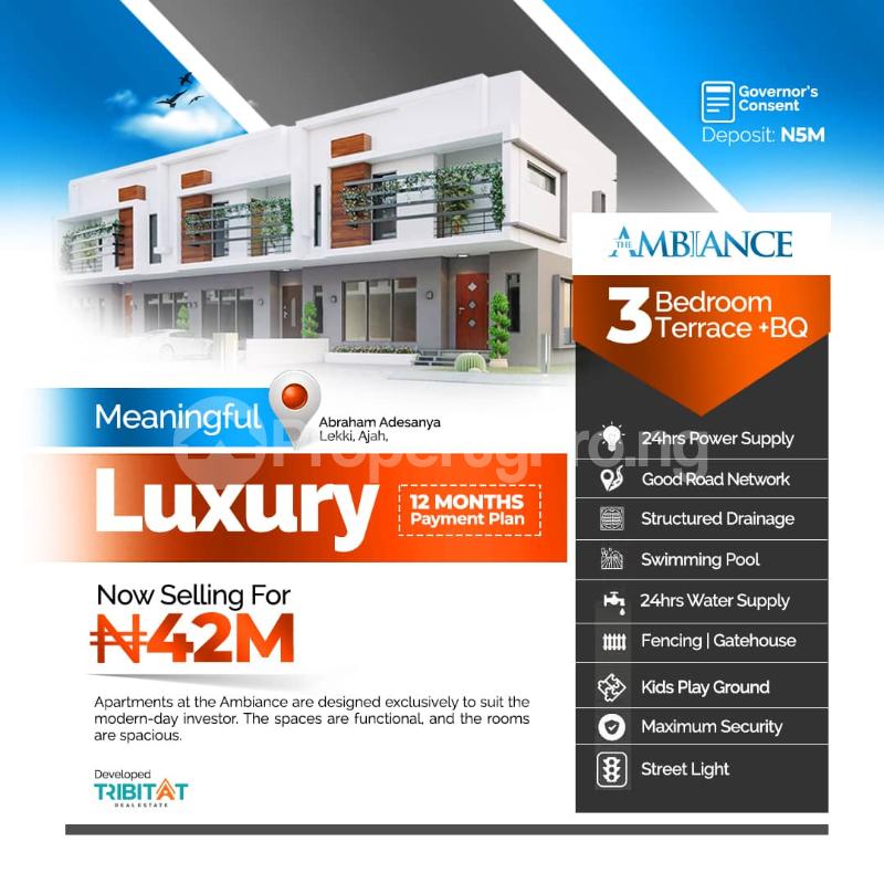 3 bedroom House for sale The Ambiance By Tribitat, Abraham Adesanya Lekki Phase 2 Lekki Lagos