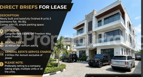 3 bedroom Flat / Apartment for rent Congress Park Estate Off Freedom Way Ikate Lekki Lagos