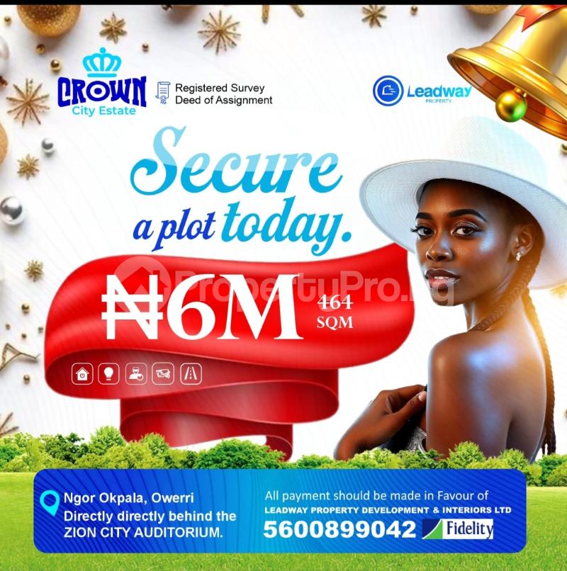 Land for sale Directly Behind Zion City Auditorium Owerri Imo