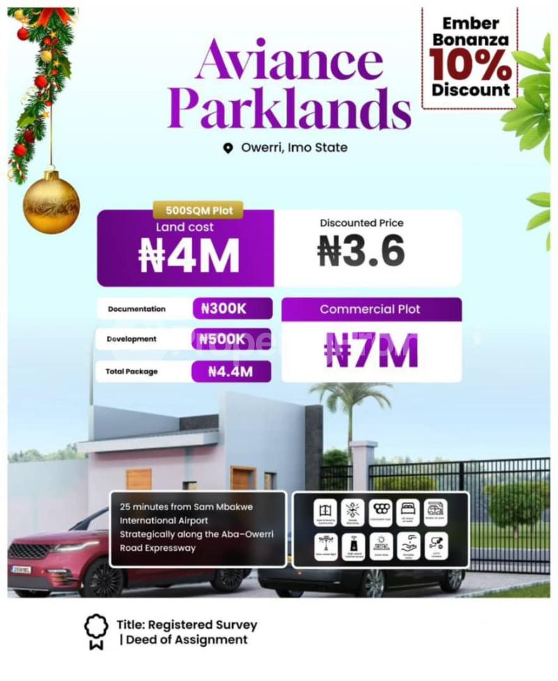 Land for sale Aviance Parkland Umueme Close To Sam Mbakwe Ngor-Okpala Imo