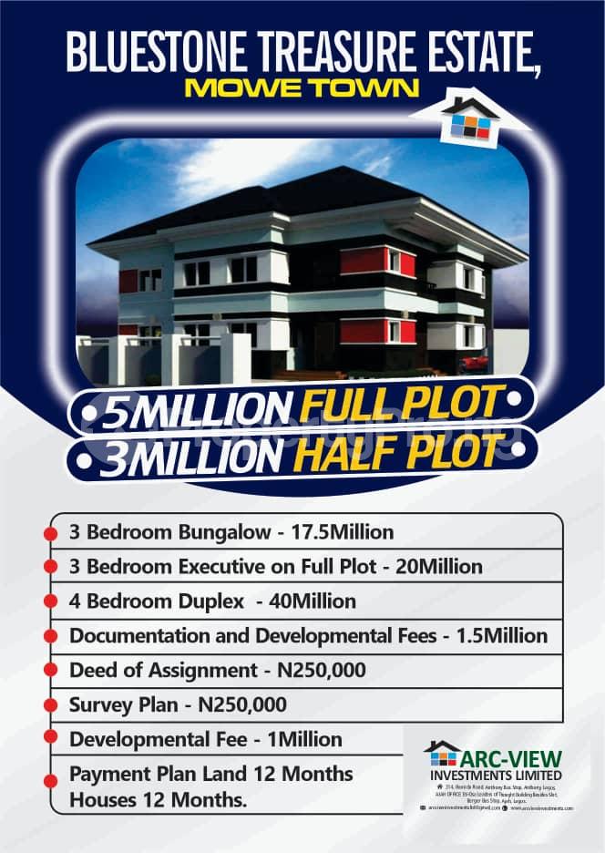 4 bedroom House for sale Blue Stone Treasure Estate Mowe Town(http://bit.ly/bluestonetreasureestate) Mowe Obafemi Owode Ogun
