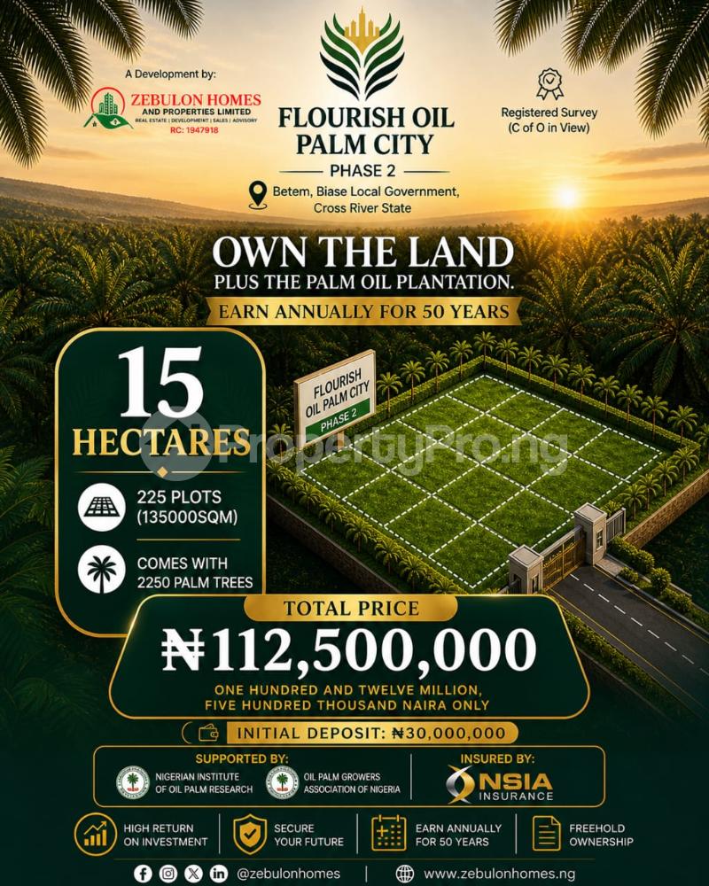 Land for sale Flourish Oil Palm City Phase 2 Located At Betem Base Local Government Biase Cross River