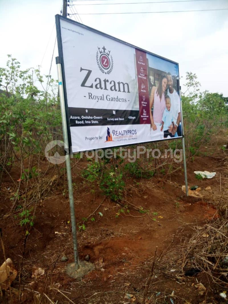 Land for sale Zaram Royal Garden, Azara Onisha/owerri Road Owerri Imo - 1