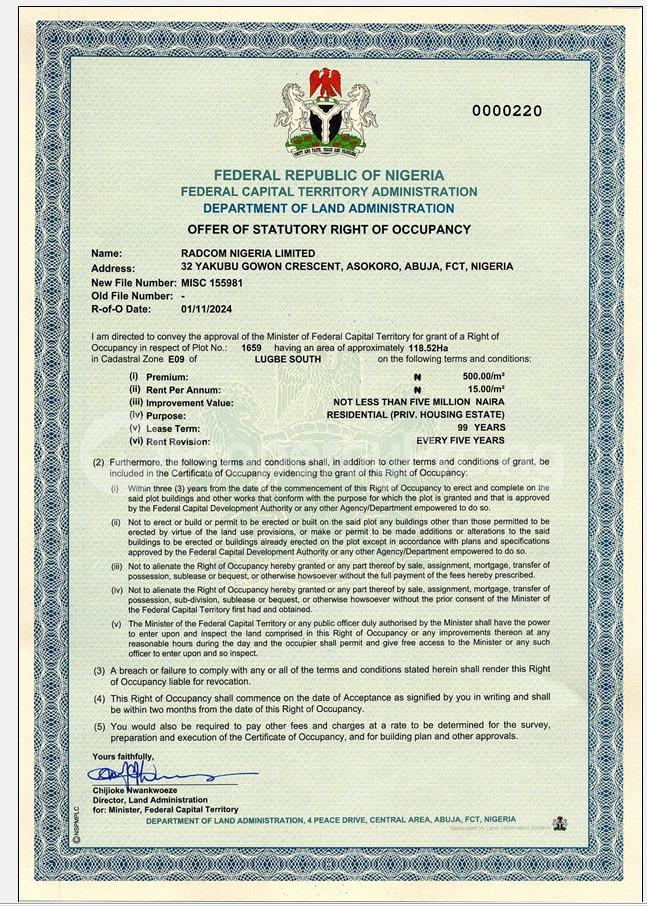 Land for sale By Aco Estate Lugbe Abuja