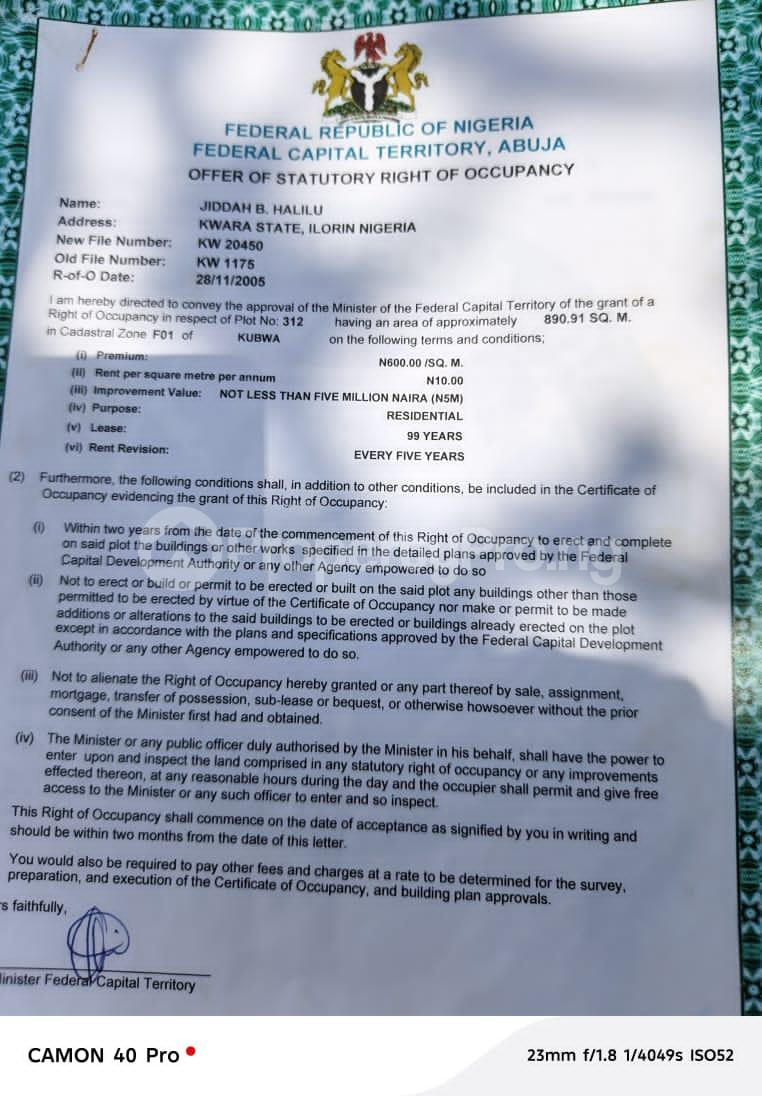 Land for sale Behind Military Pension Board,f01 Kubwa Abuja - 2