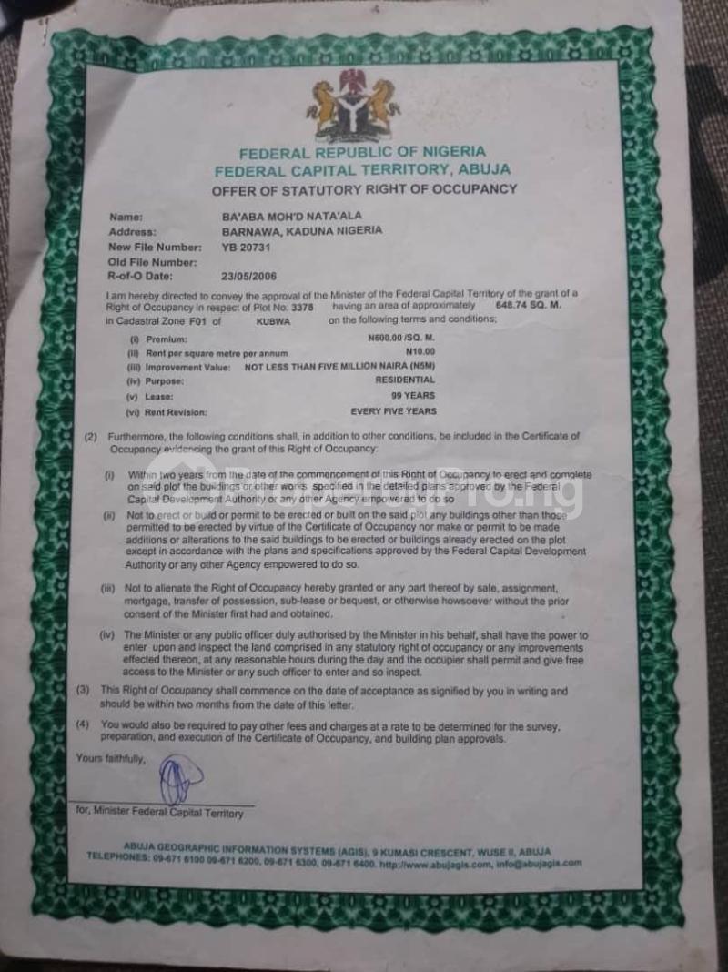 Land for sale Behind Military Pension Board Kubwa Abuja