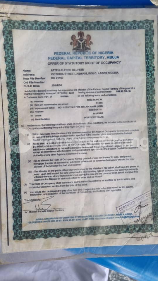 Land for sale F01 By Military Pension Board Kubwa Abuja