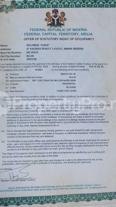 Land for sale F01 Kubwa Abuja