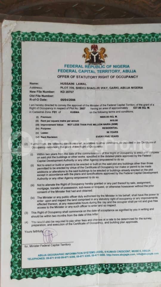 Land for sale F01 Kubwa Abuja