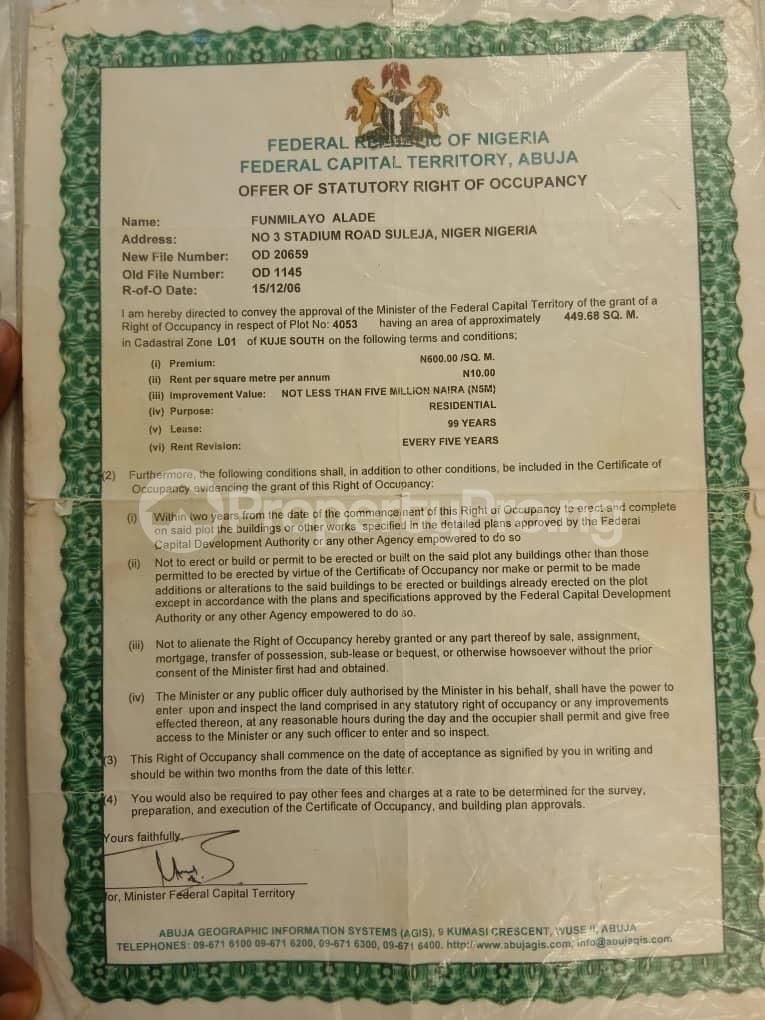 Land for sale Cadastral Zone L01 Kuje Abuja