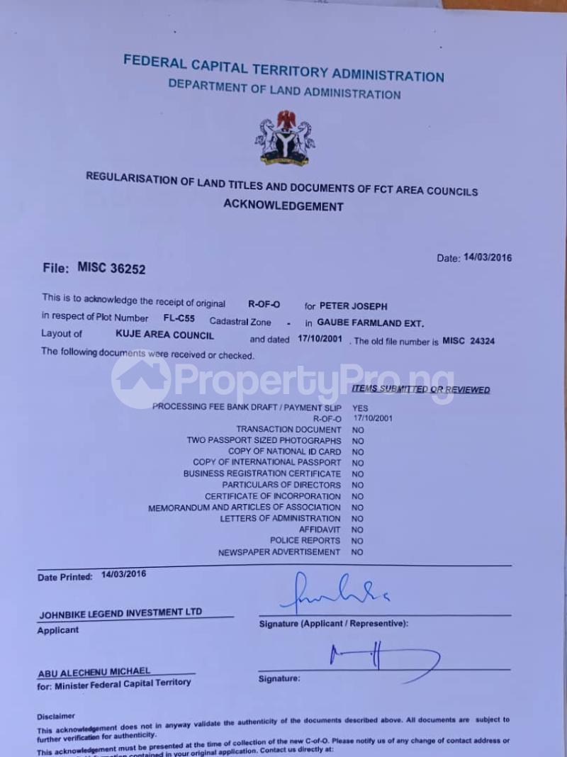 Land for sale Gaube Farmland Kuje Abuja