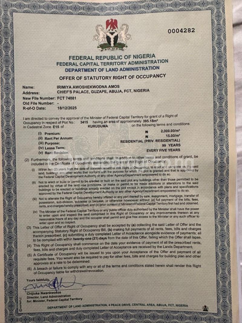 Land for sale Kurudu Abuja