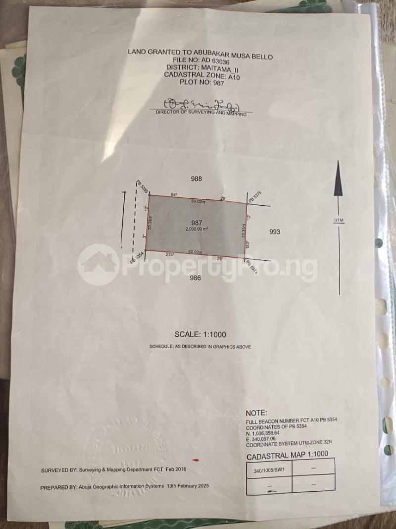 Land for sale Maitama Abuja