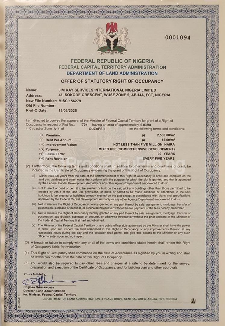 Land for sale Guzape Abuja