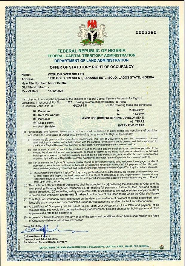 Land for sale Guzape Abuja