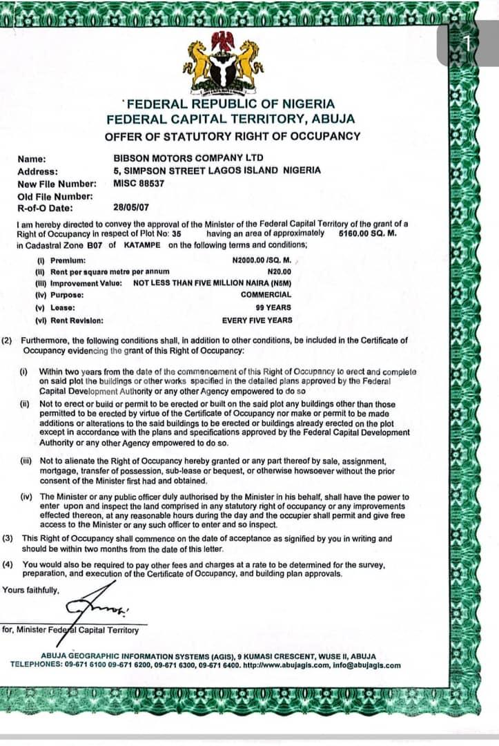 Land for sale Katampe Main Abuja