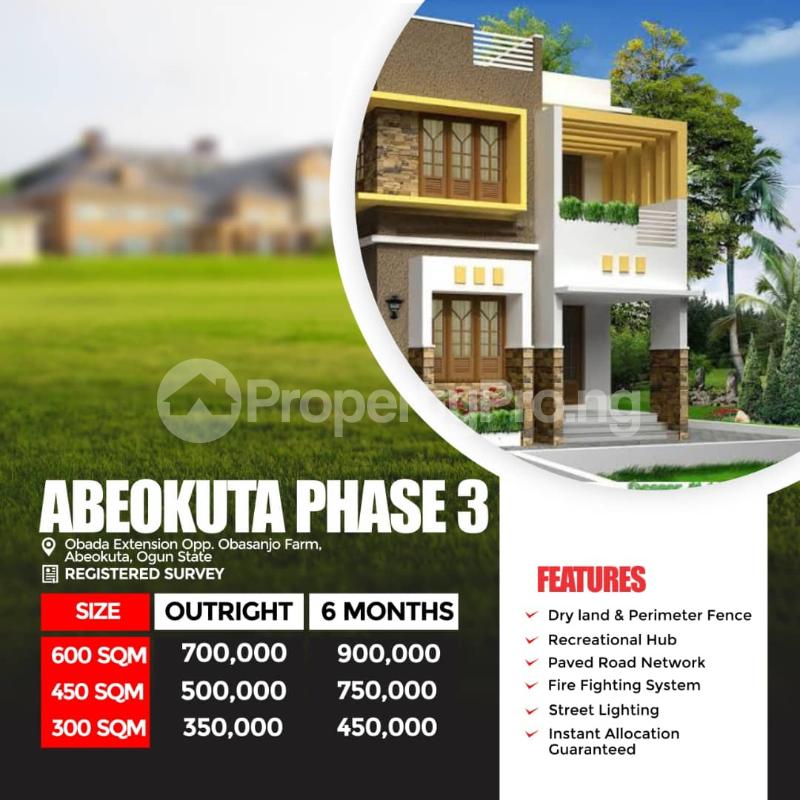 Land for sale Obada Extension, Opp. Obasanjo Farm Oke Ijeun Abeokuta Ogun - 1