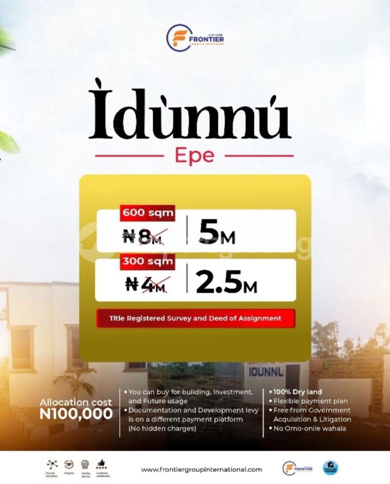 Land for sale Idúnnú Estate, (frontier Homes) Imokun Epe Lagos