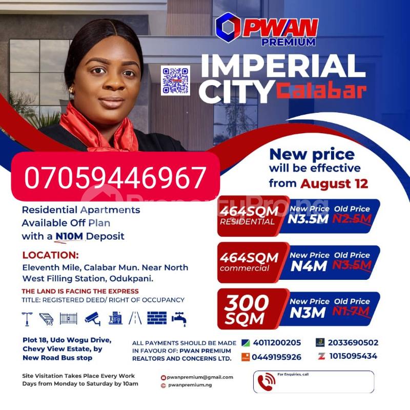 Land for sale Eleventh Mile Calabar Municipal, Near North West Filling Station Odukpani Cross River