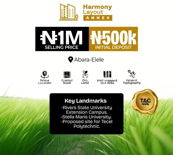 Land for sale Abara Elele Port Harcourt Rivers