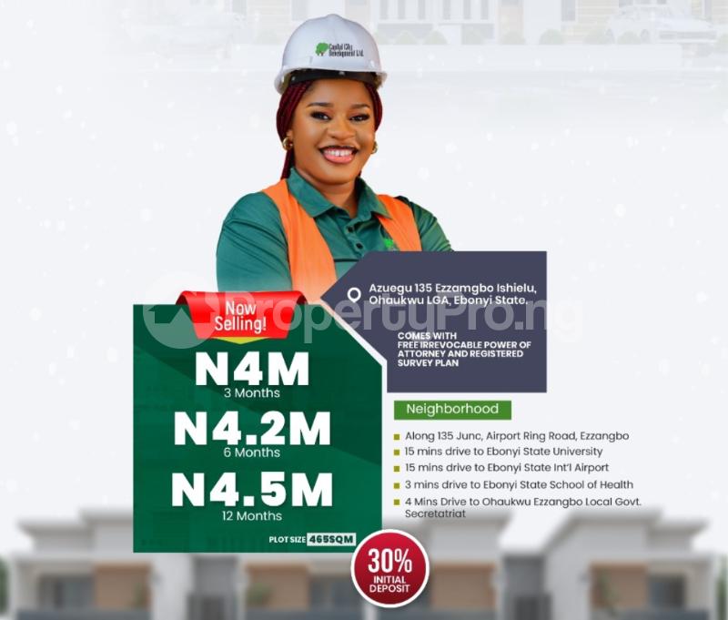 Land for sale Ishielu Ezzangbo Ohaukwu Lga/ Ivy Estate/right Along The 135 Junction Airport Ring Road Abakaliki Ebonyi