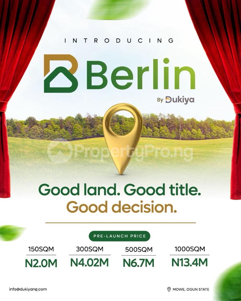 Land for sale Berlin Estate Mowe Obafemi Owode Ogun