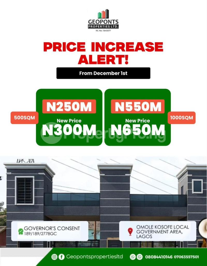 Land for sale Omole phase 2 Ojodu Lagos