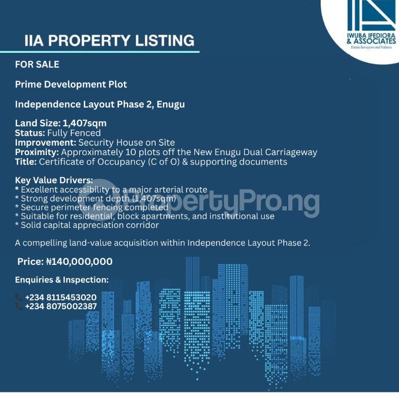 Land for sale Independence Layout Phase 2, Enugu Enugu