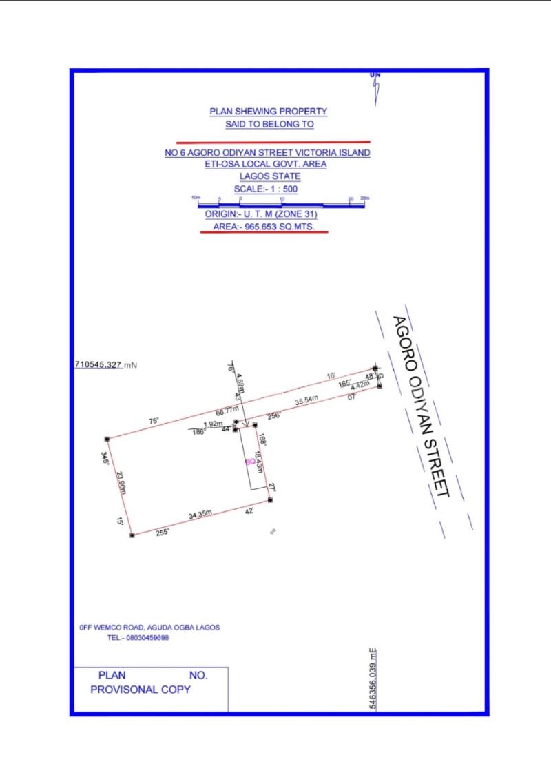 Land for sale Agoro Odiyan Victoria Island Lagos