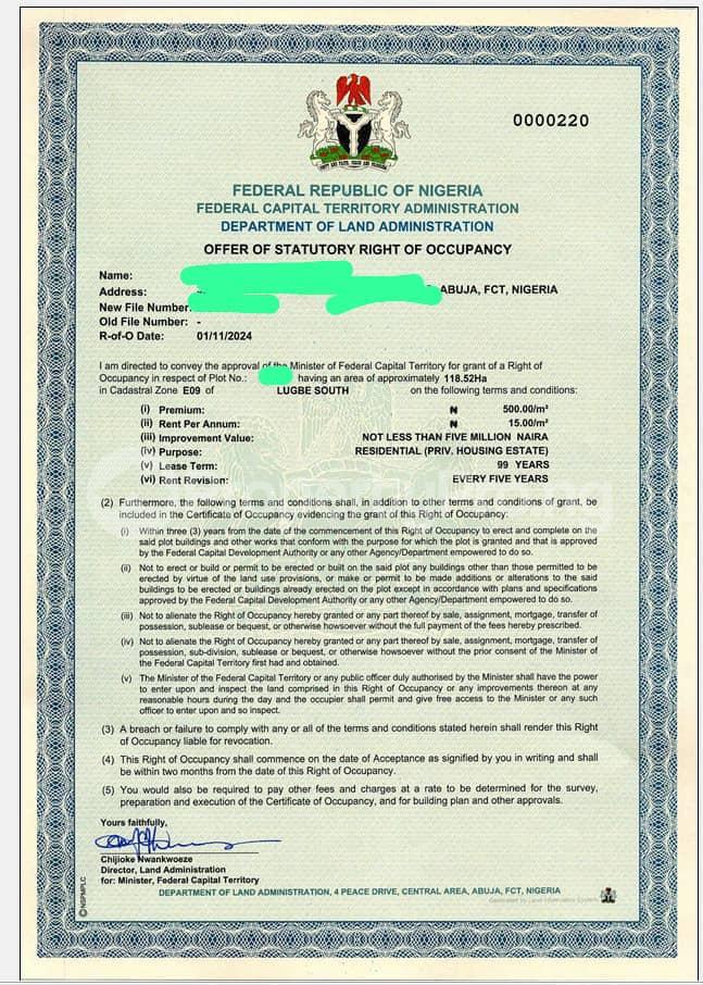 Land for sale Lugbe Abuja