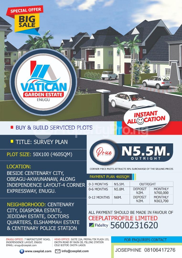 Land for sale Obeagu Akwunanw Enugu, Along Independent Layout 4 Corner Express Way. Enugu Enugu
