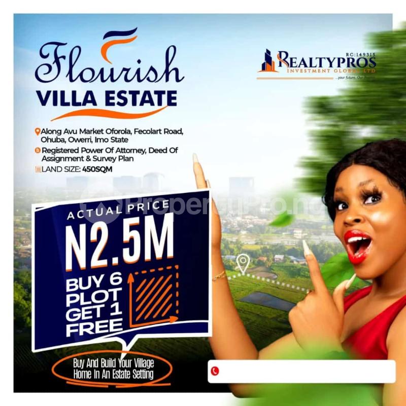 Land for sale Along Avu Market Oforola/flourish Villa Estate Owerri Imo