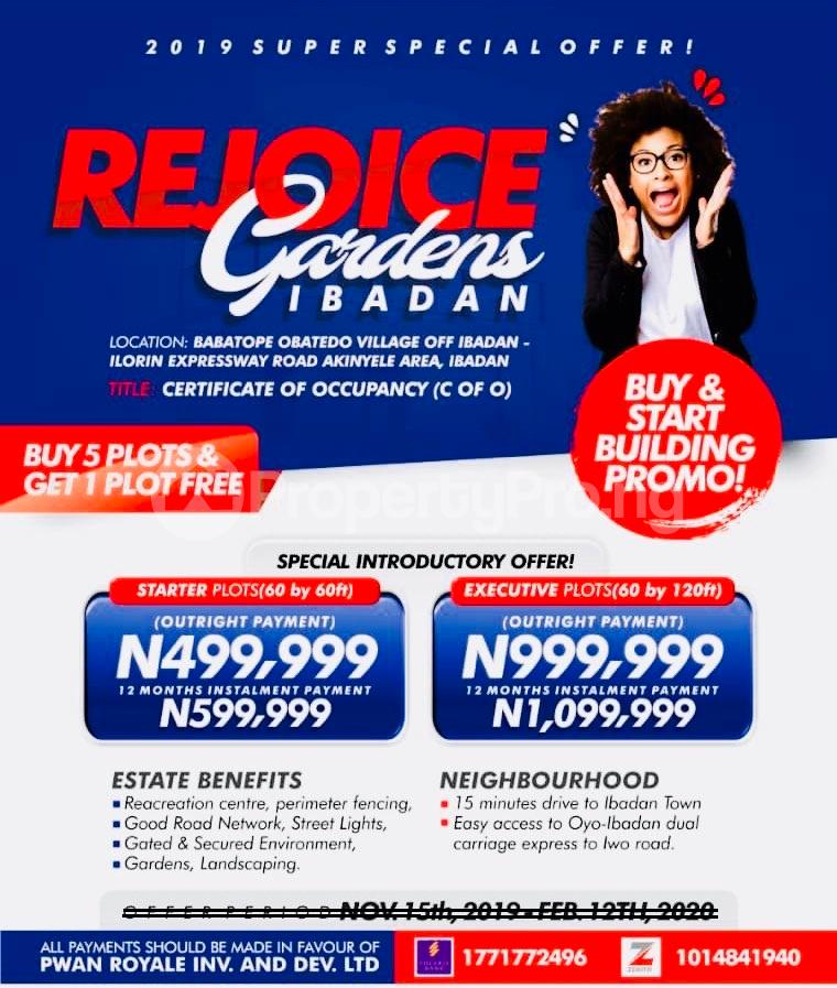 Land for sale Babatope Obatedo Community, Off Ibadan Ilorin Expressway, Akinyele Area Ibadan Oyo