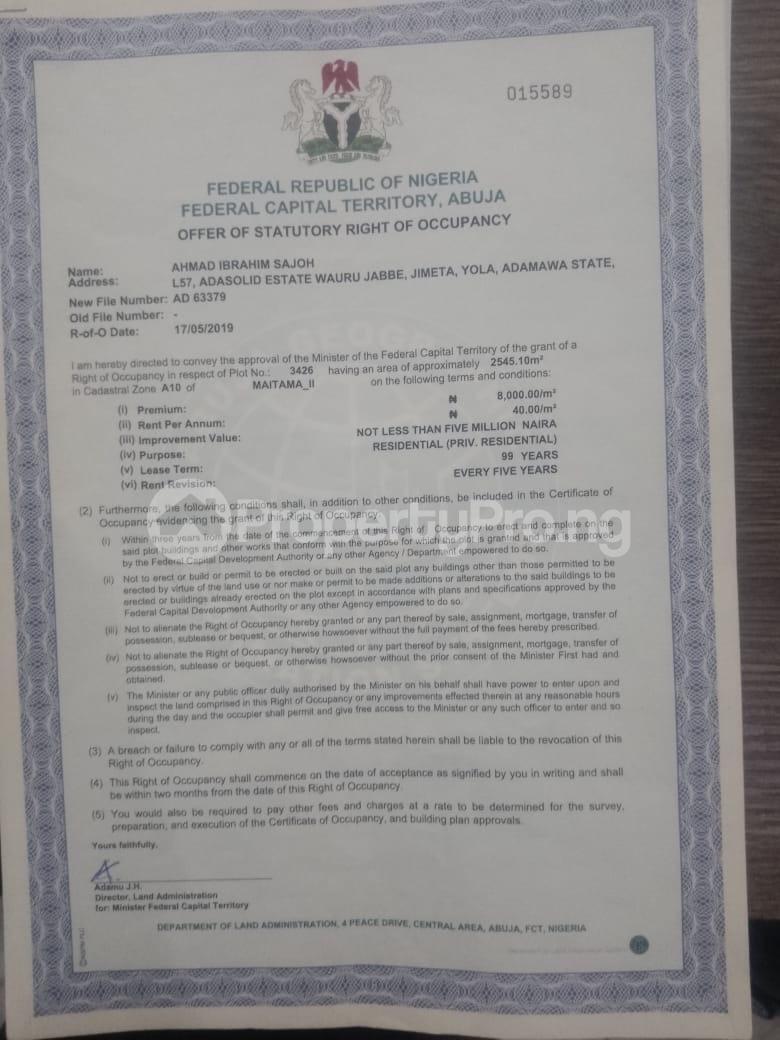 Land for sale Maitama Abuja