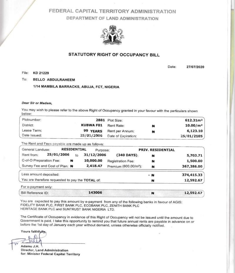 Land for sale Kubwa Abuja