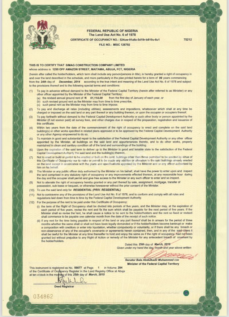 Land for sale Maitama Abuja