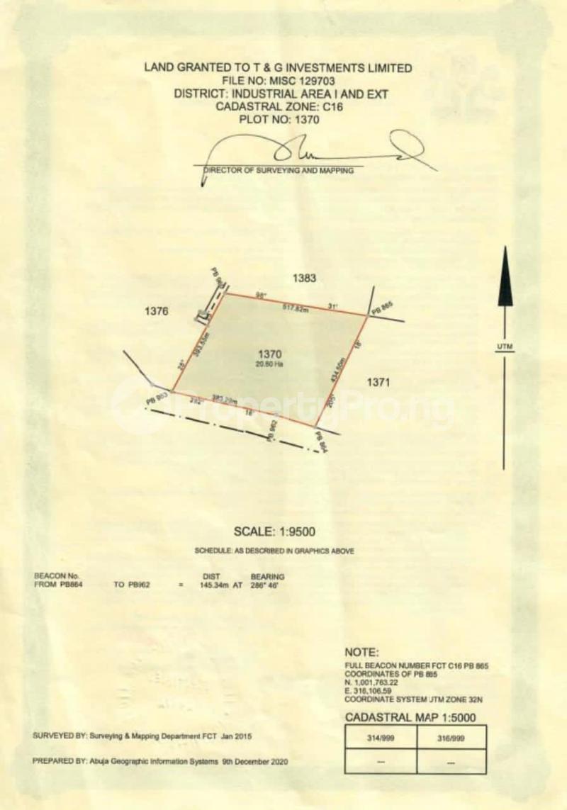 Land for sale Idu Industrial(Institution and Research) Abuja