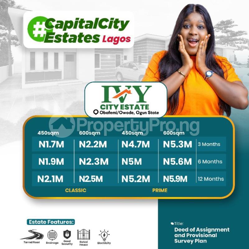 Land for sale Ivy City Estate/redeem Church Camp Obafemi Owode Ogun